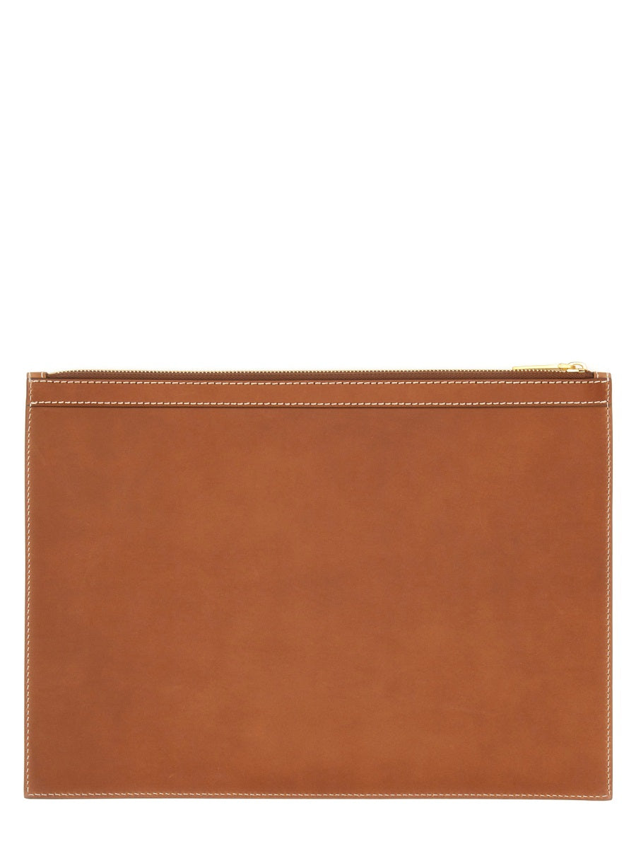 THOM BROWNE Medium Document Holder in Luxe Leather