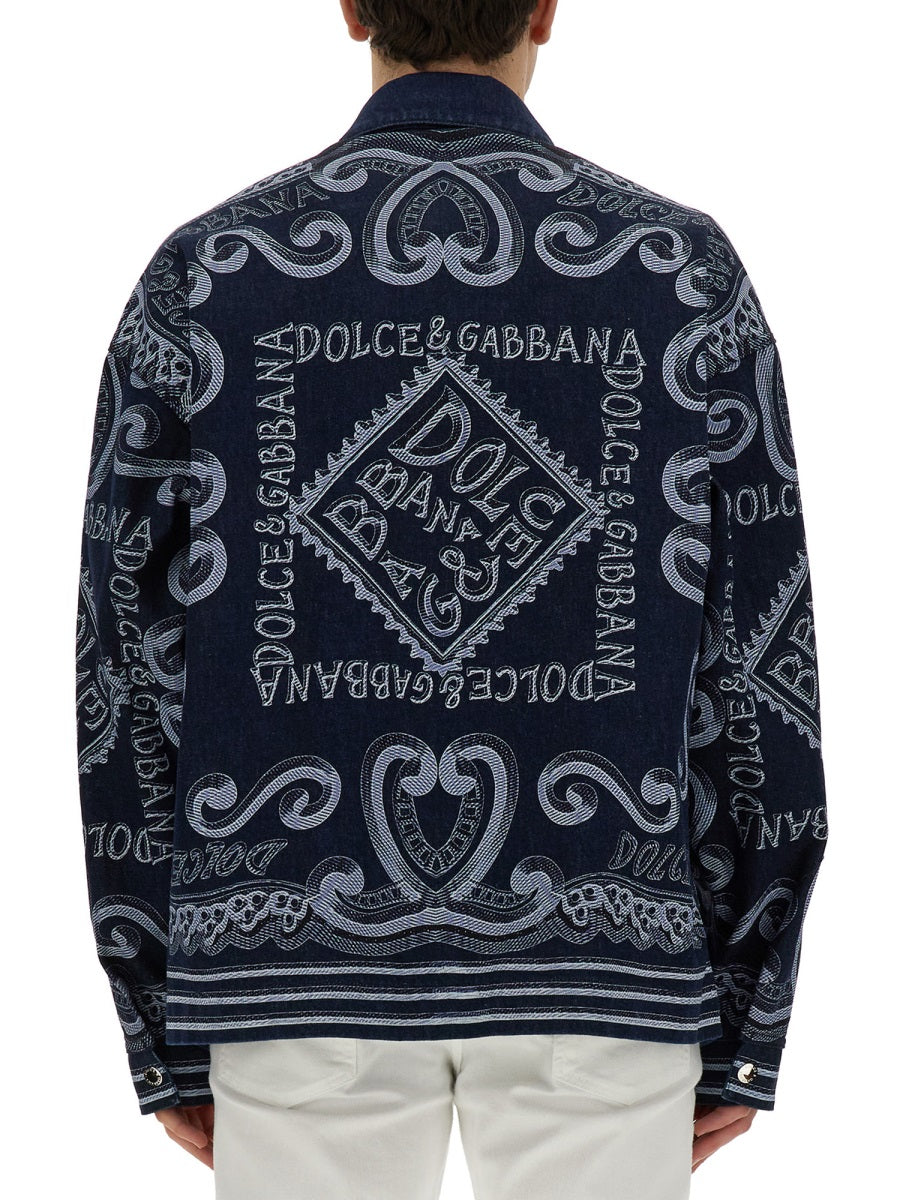 DOLCE & GABBANA Regular Fit Printed Cardigan - Size 50 IT