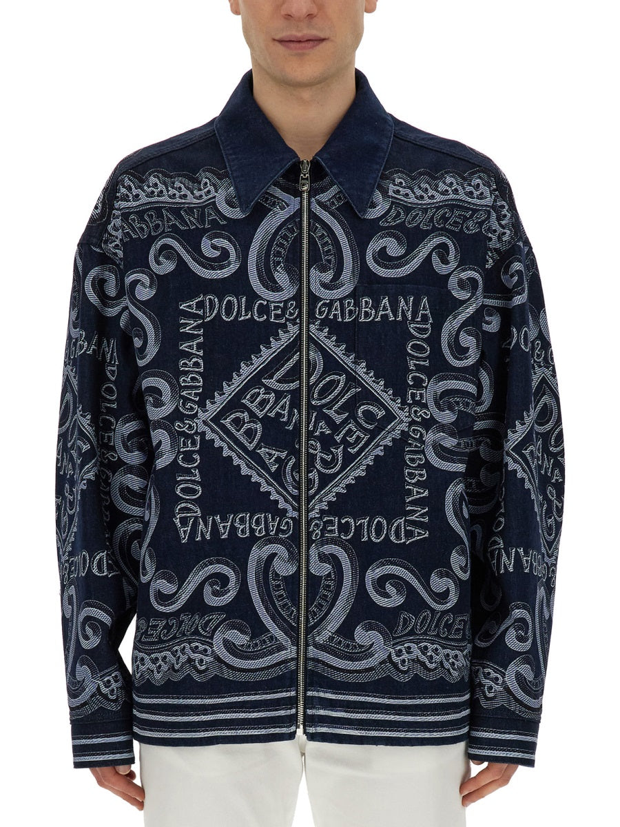 DOLCE & GABBANA Regular Fit Printed Cardigan - Size 50 IT