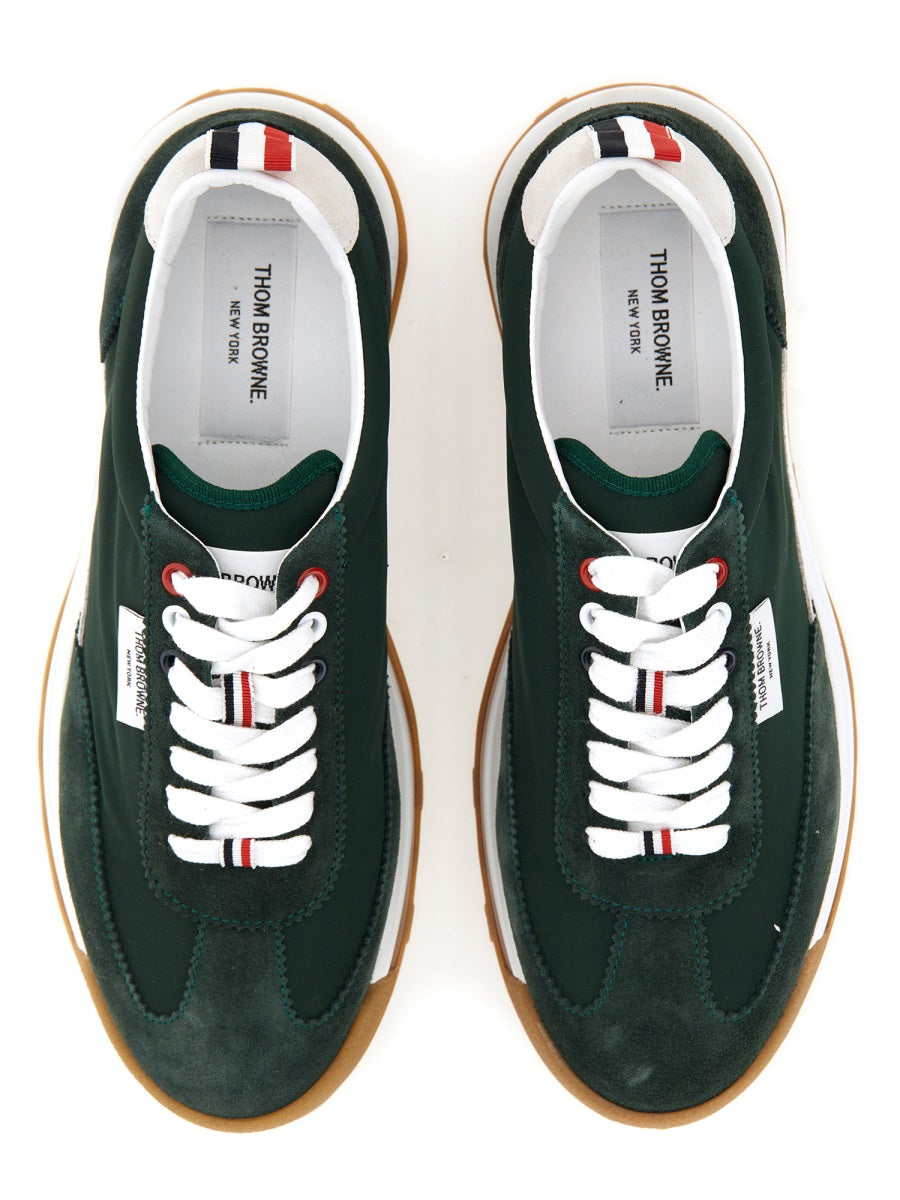 THOM BROWNE Luxurious Leather Logo Sneakers for Men - FW23 Collection