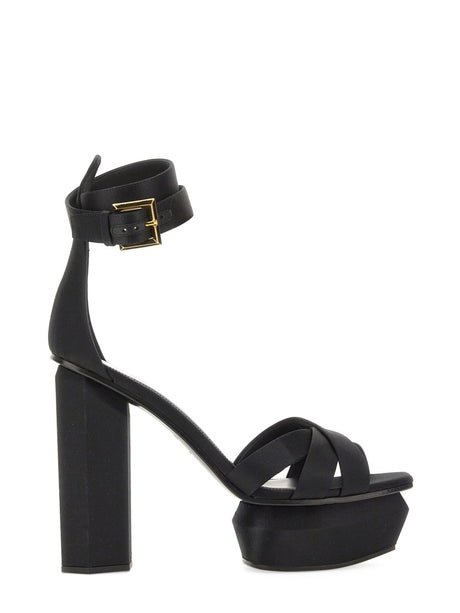 BALMAIN Ava Platform Heel Sandals with Geometric Design - 14 cm