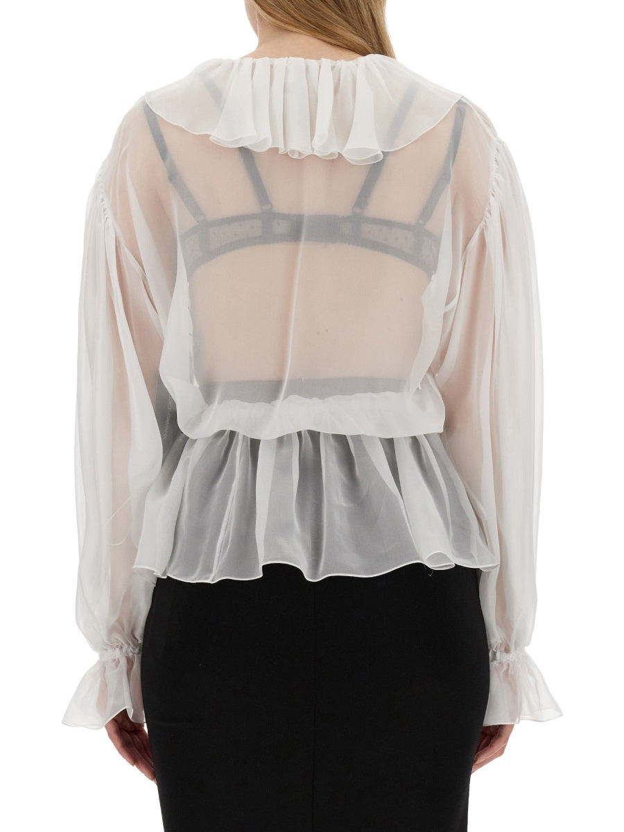 DOLCE & GABBANA Chiffon Blouse with Ruffles - Size 40 IT