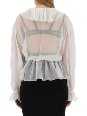 DOLCE & GABBANA Chiffon Blouse with Ruffles - Size 40 IT