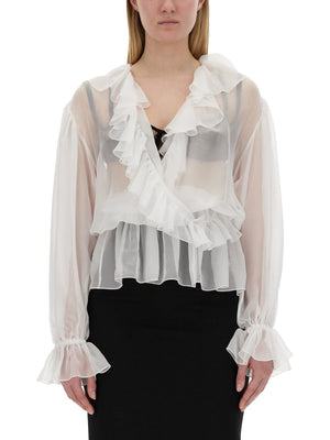 DOLCE & GABBANA Chiffon Blouse with Ruffles - Size 40 IT