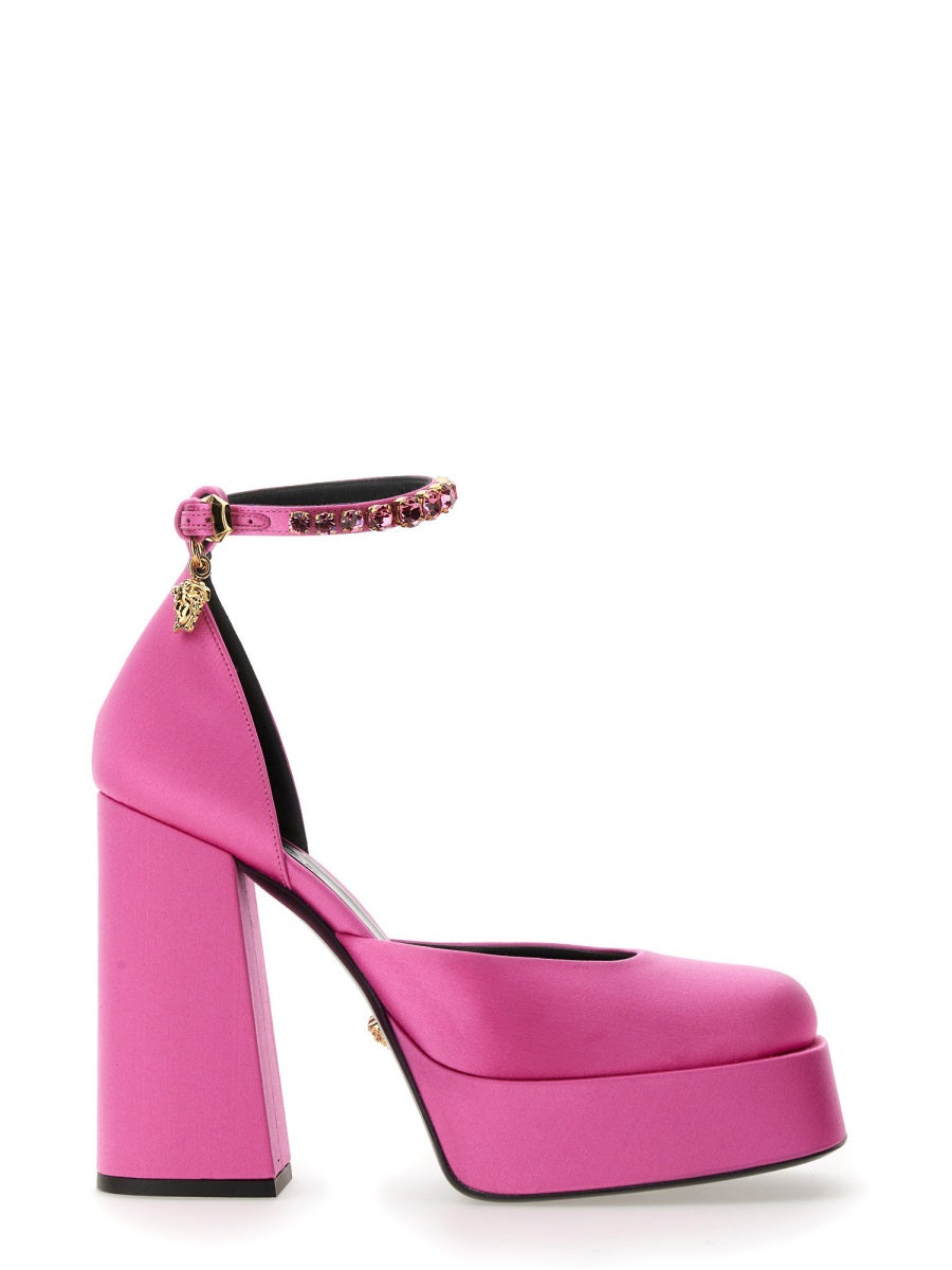 VERSACE Elevated Plateau Pumps with Adjustable Strap - 15.5 CM Heels