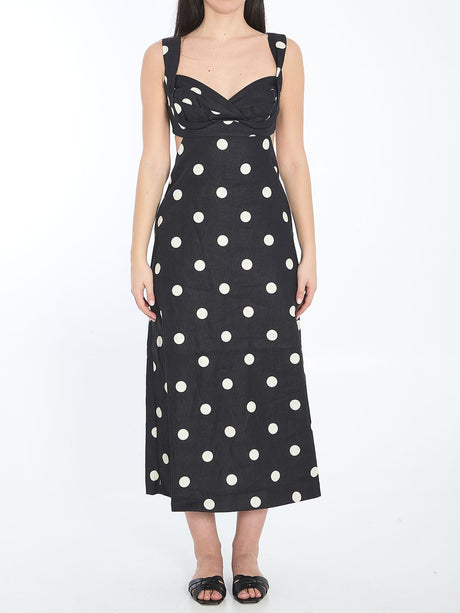 ZIMMERMANN Polka Dots Midi Crush Dress - Sizes Available