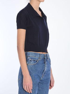 KHAITE Cropped Mini Polo Shirt