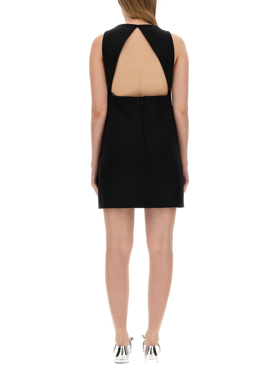 VERSACE Chic Wool Blend Straight Mini Dress with Cut-Out (Size 40)