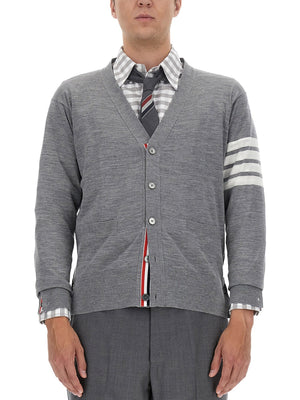 THOM BROWNE Men's Cardigan with 4-Bar Stripe - Size 3