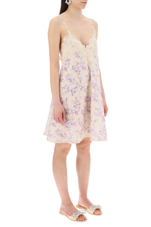 ZIMMERMANN Floral Mini Dress with Lace Trim - Size 0