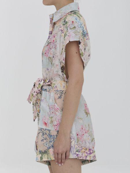 ZIMMERMANN Floral Print Linen Playsuit (Thigh-Length)