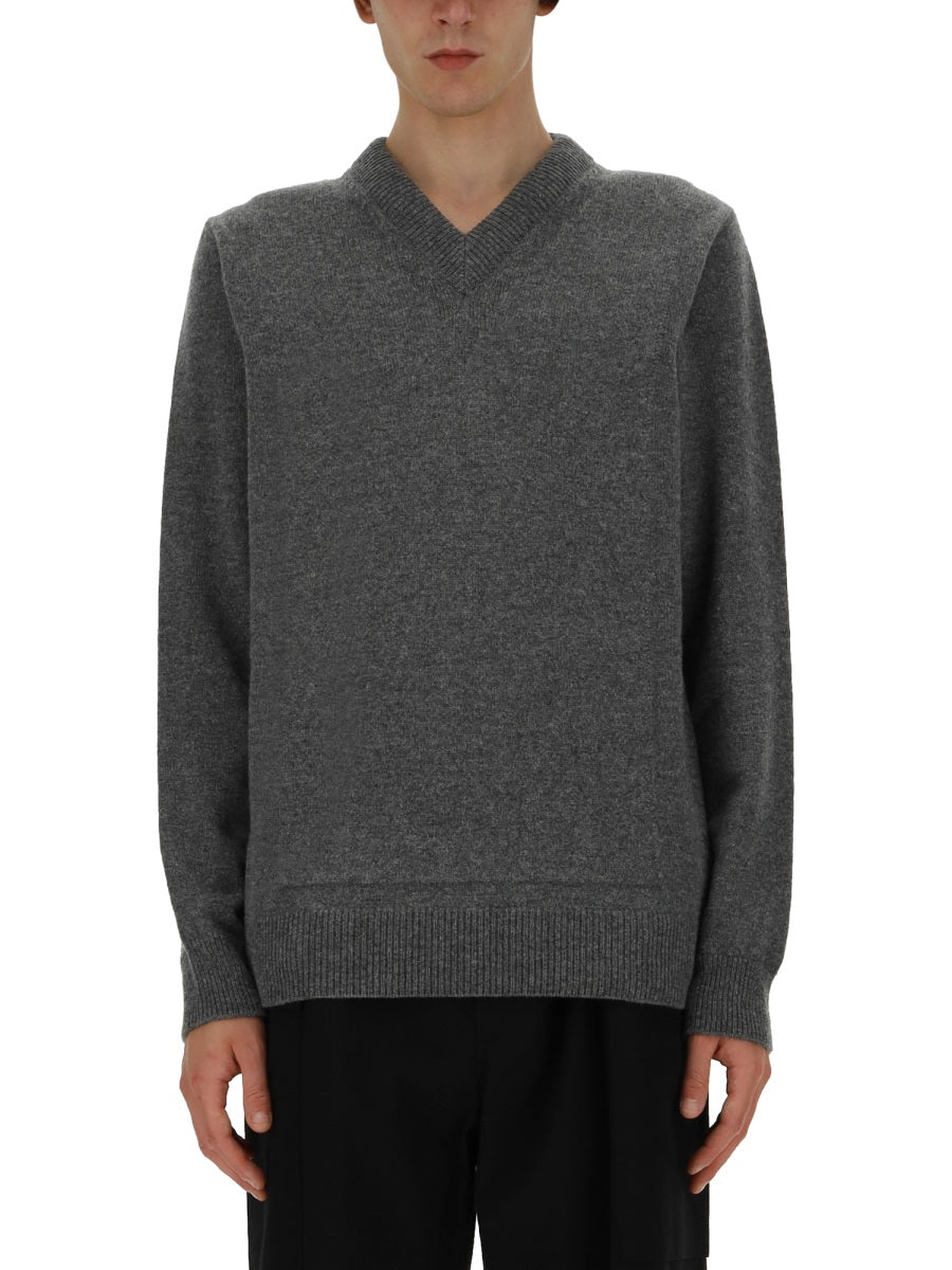 JIL SANDER Men's V-Neck Sweater - Size 48 IT