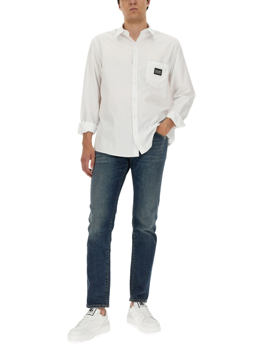 DOLCE & GABBANA Sharp Collar Logo Shirt for Men - SS25 Collection