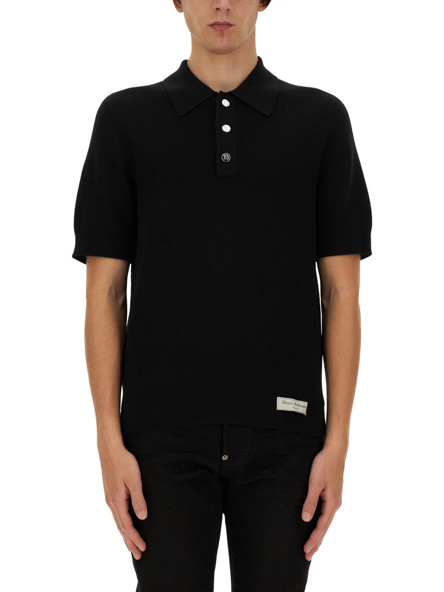 BALMAIN Merino Wool Polo Shirt - Regular Fit, Size L