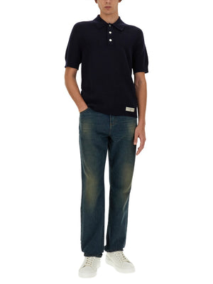 BALMAIN Men's Regular Fit Merino Wool Polo Shirt - Size L