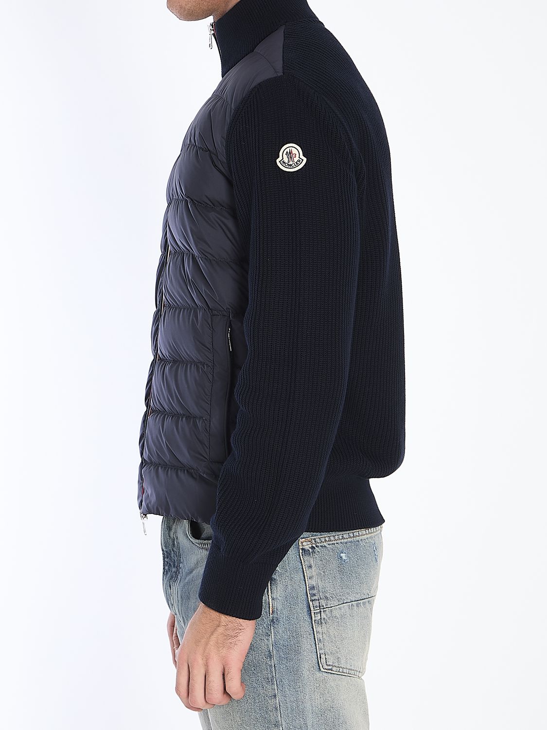 MONCLER Zipped Cardigan with Quilted Front for Men