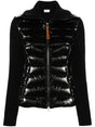 MONCLER Black Quilted Cardigan with Mesh Sleeves – Women's Outerwear