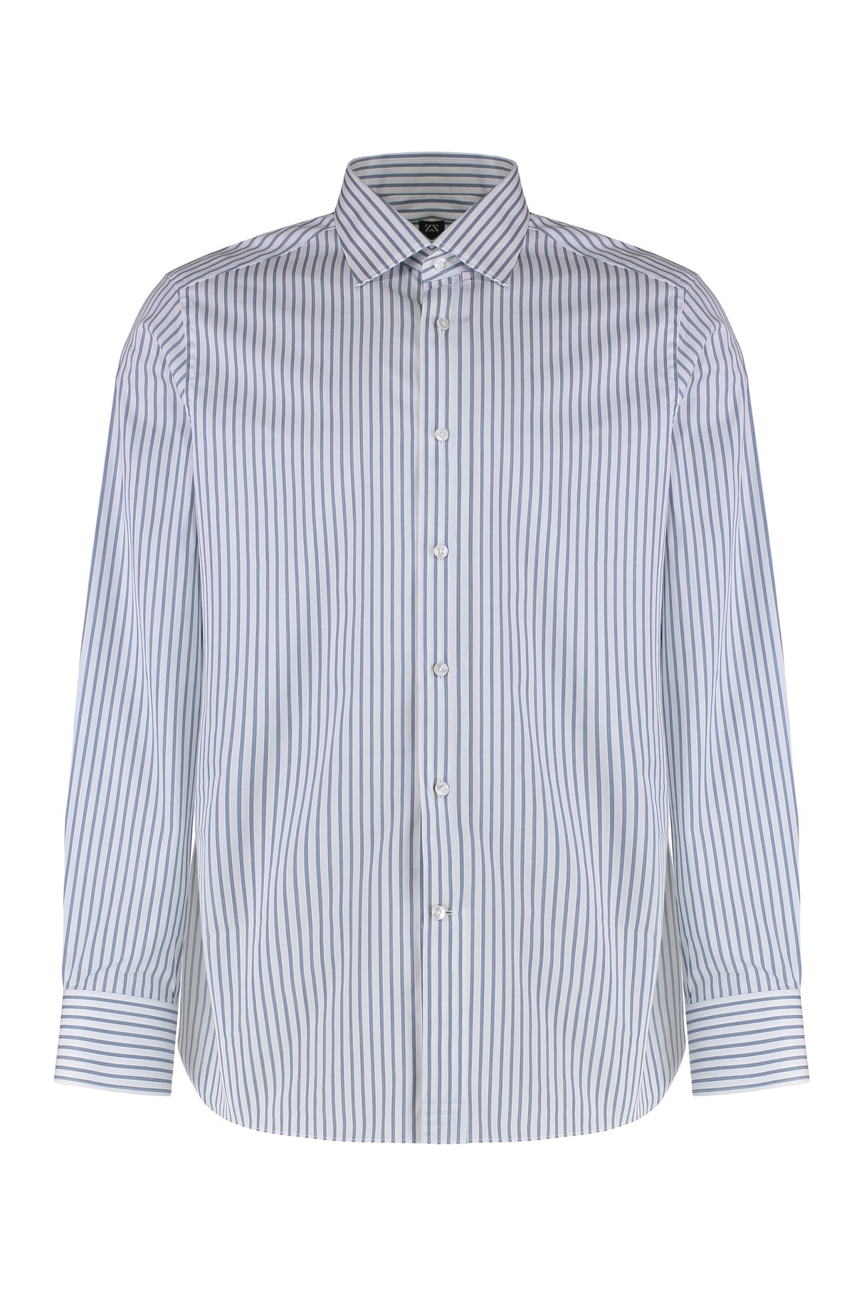 ZEGNA Striped Cotton Shirt with Rounded Hem for Men