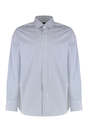 ZEGNA Striped Cotton Shirt with Rounded Hem for Men