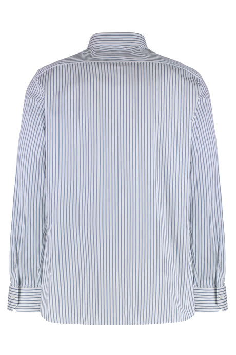 ZEGNA Striped Cotton Shirt with Rounded Hem for Men