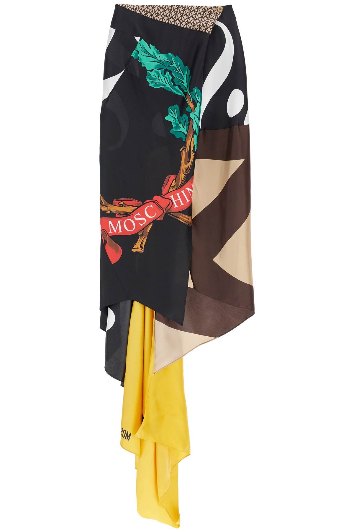 MOSCHINO COUTURE Asymmetric Silk Patchwork Skirt