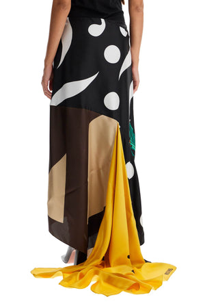 MOSCHINO COUTURE Asymmetric Silk Patchwork Skirt