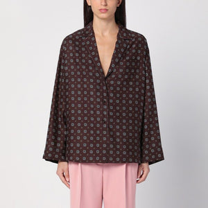 MOSCHINO COUTURE Elegant Silk Patterned Shirt with V-Neck and Long Sleeves