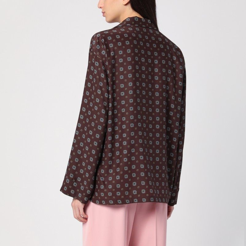 MOSCHINO COUTURE Elegant Silk Patterned Shirt with V-Neck and Long Sleeves