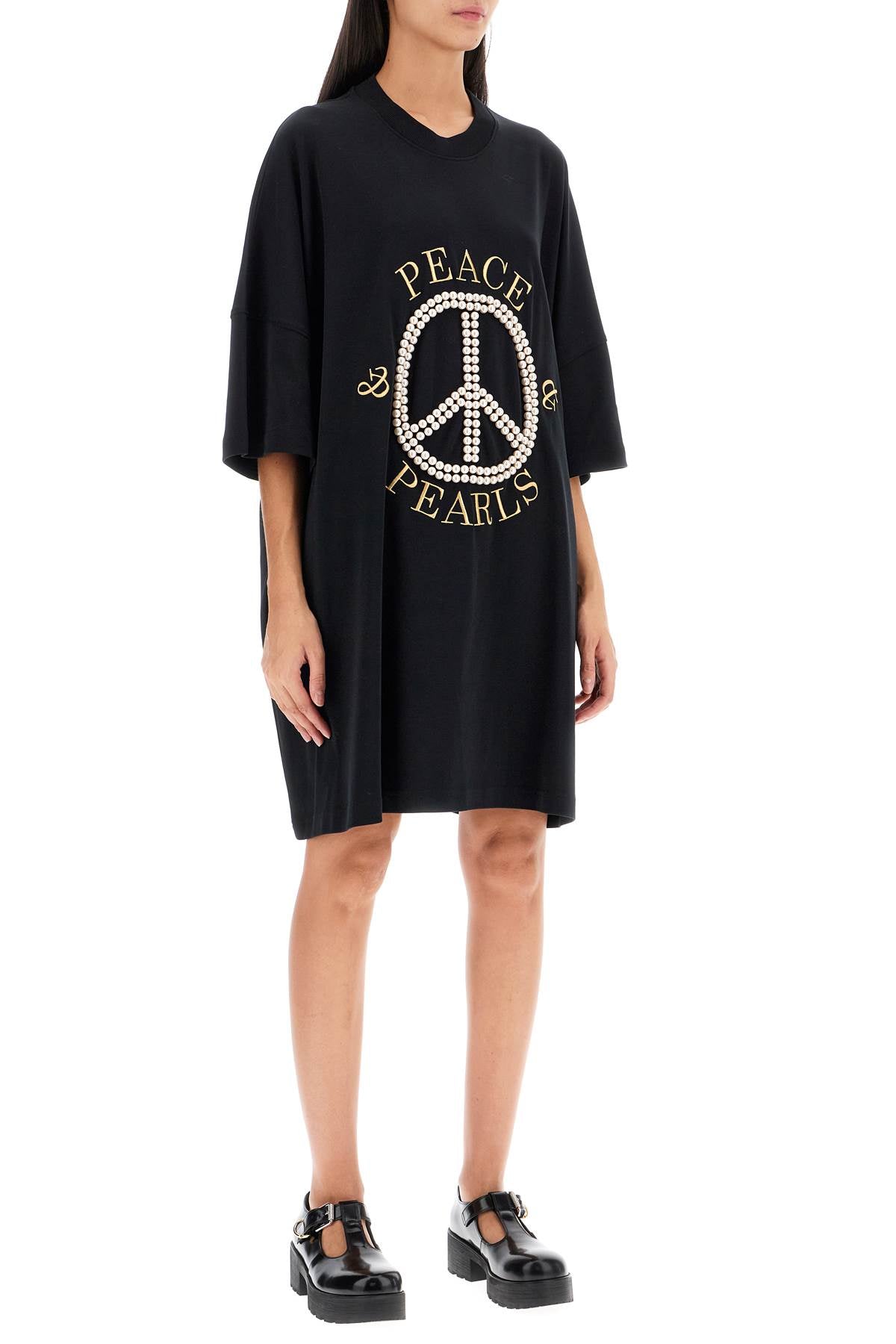 MOSCHINO COUTURE Mini Graphic T-Shirt with Pearl Embellishments