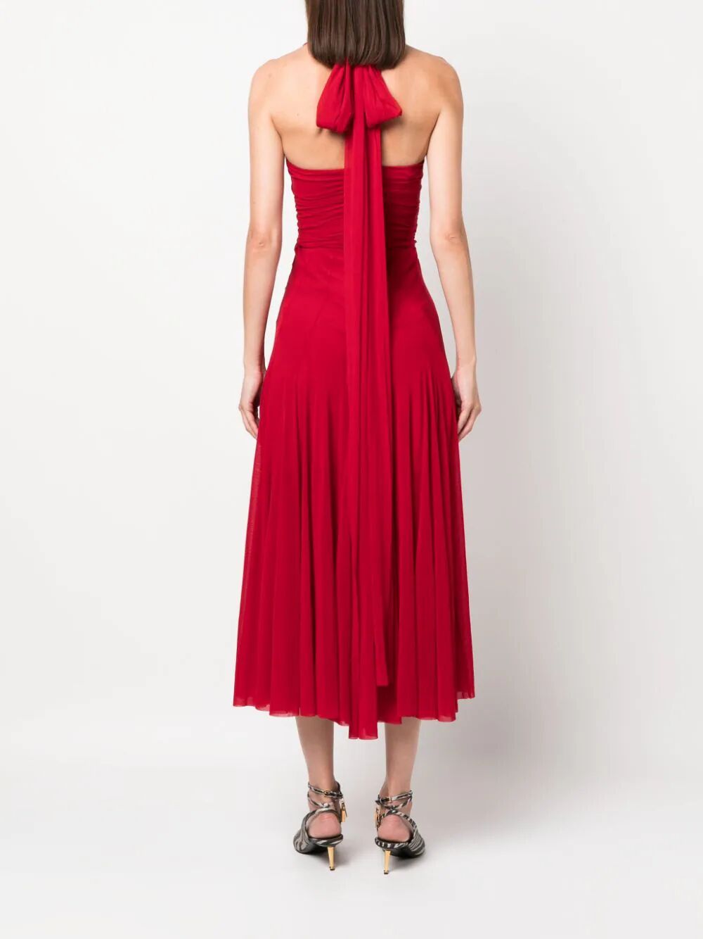 PHILOSOPHY DI LORENZO SERAFINI Short Sleeves Long Dress with Tulle and Bare Shoulder