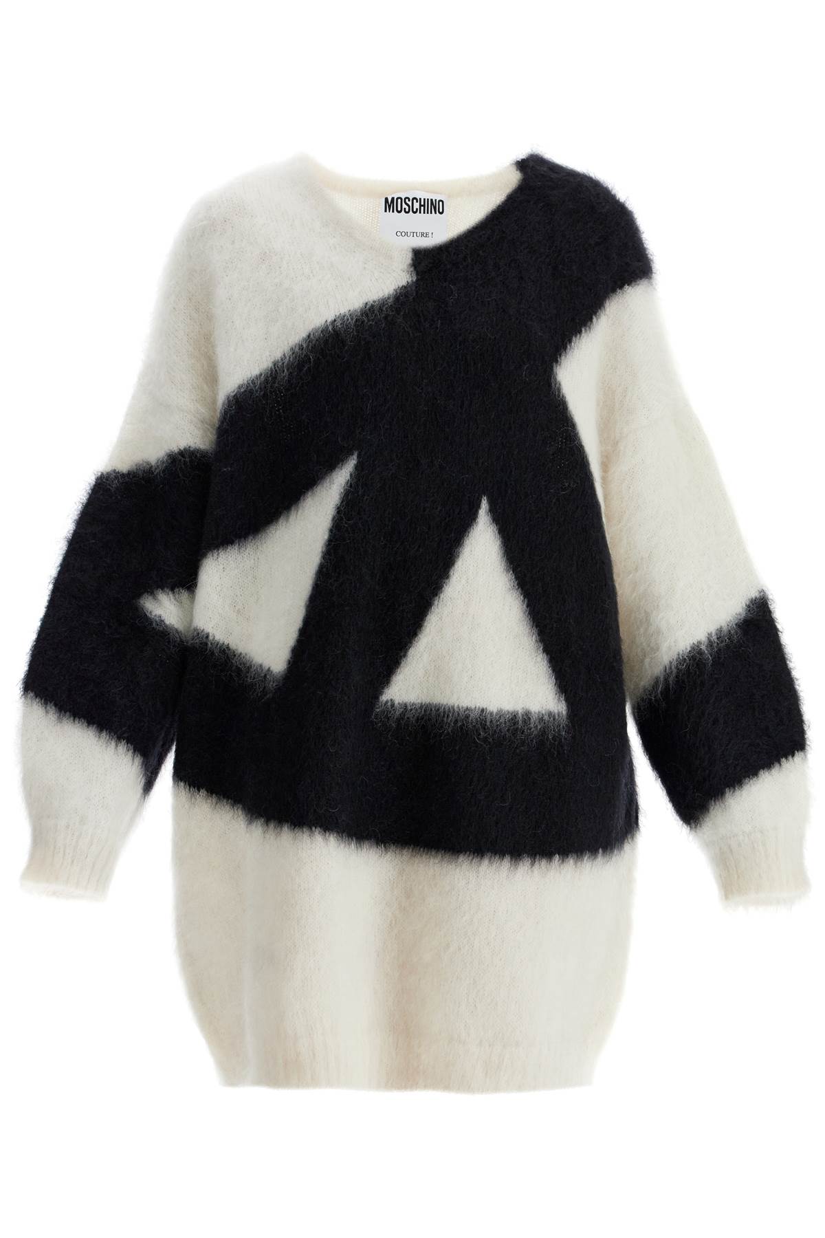 MOSCHINO COUTURE Oversized V-Neck Mini Knit Dress