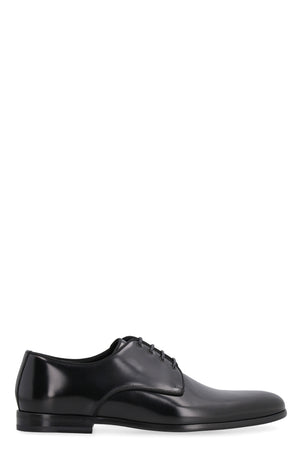 DOLCE & GABBANA Men's Black Almond Toe Dress Shoes - Perfect for SS23