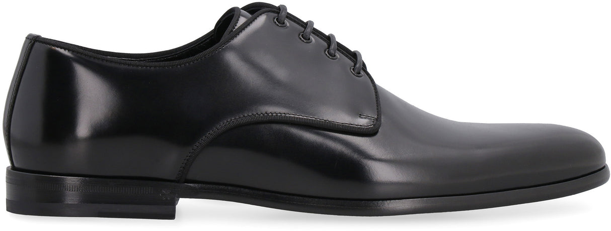 DOLCE & GABBANA Men's Black Almond Toe Dress Shoes - Perfect for SS23