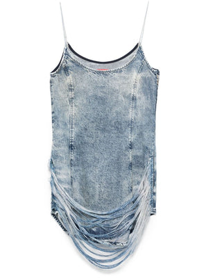 DIESEL Frayed Denim Print Mini Dress for Women