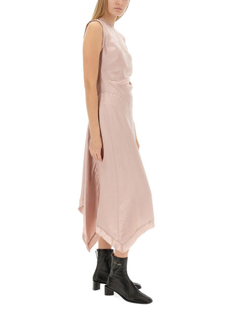 ACNE STUDIOS Asymmetric Satin Mini Dress with Zipper Closure