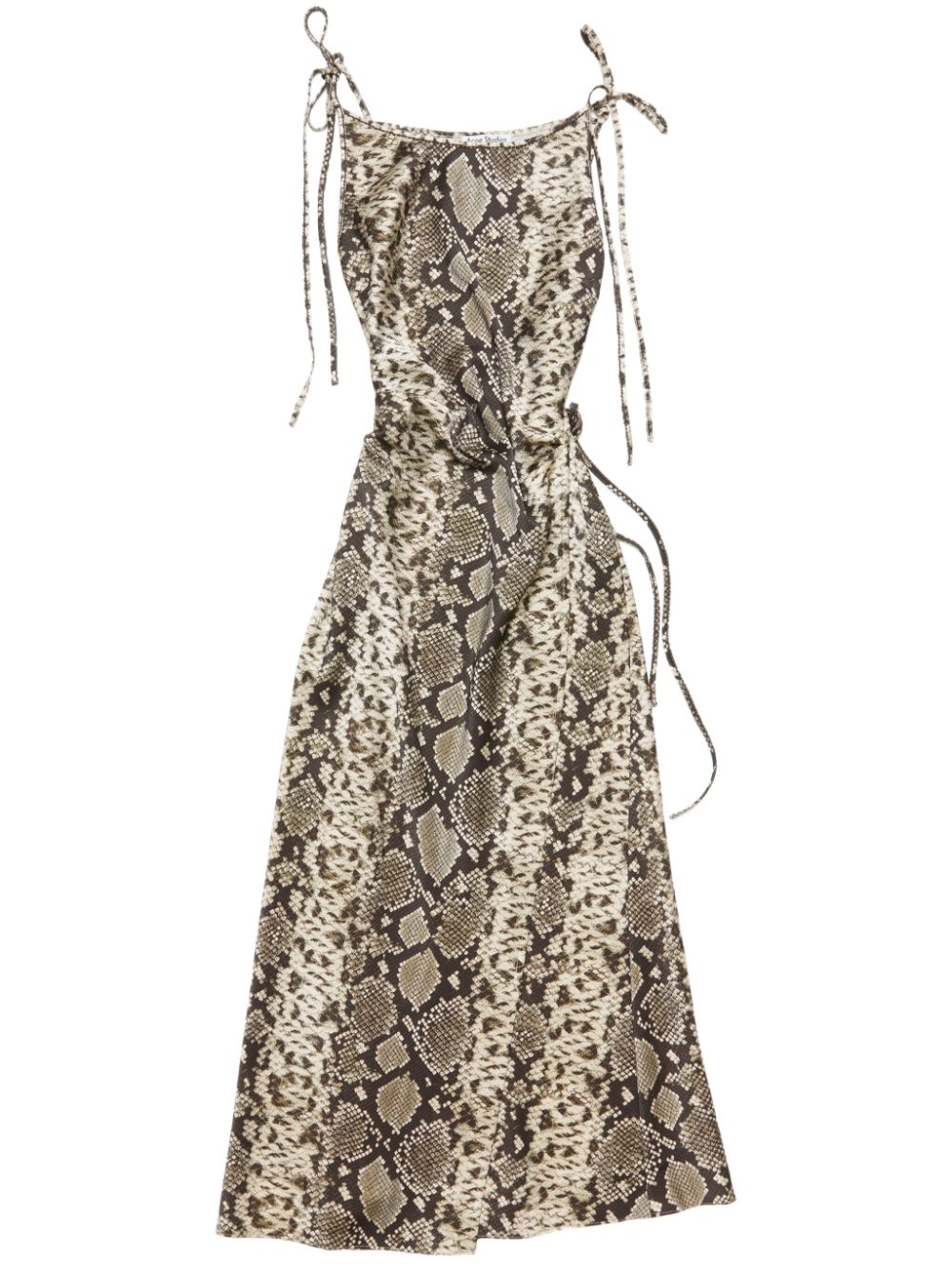 ACNE STUDIOS Satin Tie-Waist Snakeskin Print Dress