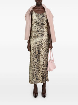 ACNE STUDIOS Satin Tie-Waist Snakeskin Print Dress