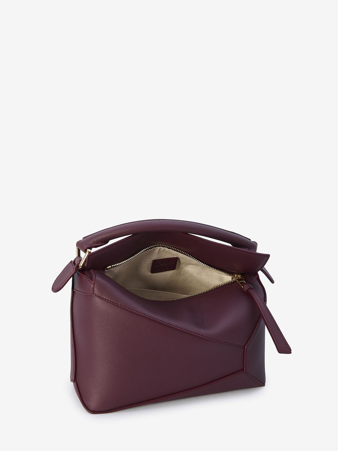 LOEWE 高級茶色カーフスキンのパズルトートバッグ（女性向け）