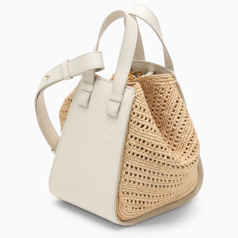 LOEWE Natural/White Raffia and Leather Handbag for Women