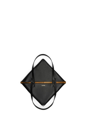 LOEWE バーガンディカーフスキンパズルフォールドトートバッグ