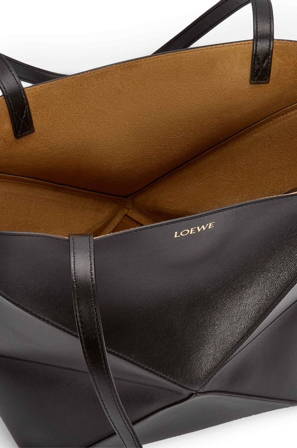 LOEWE バーガンディカーフスキンパズルフォールドトートバッグ