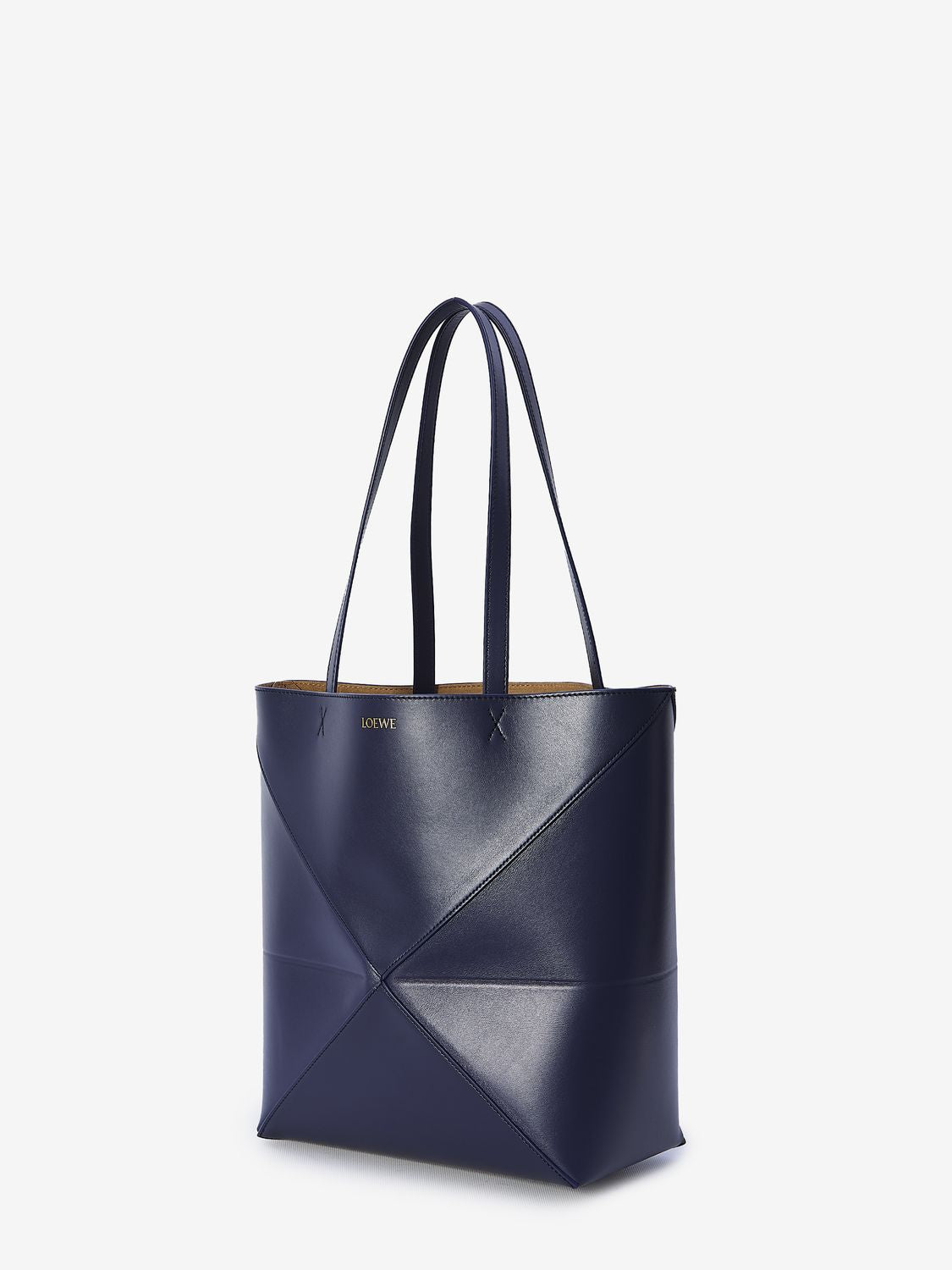 LOEWE バーガンディカーフスキンパズルフォールドトートバッグ