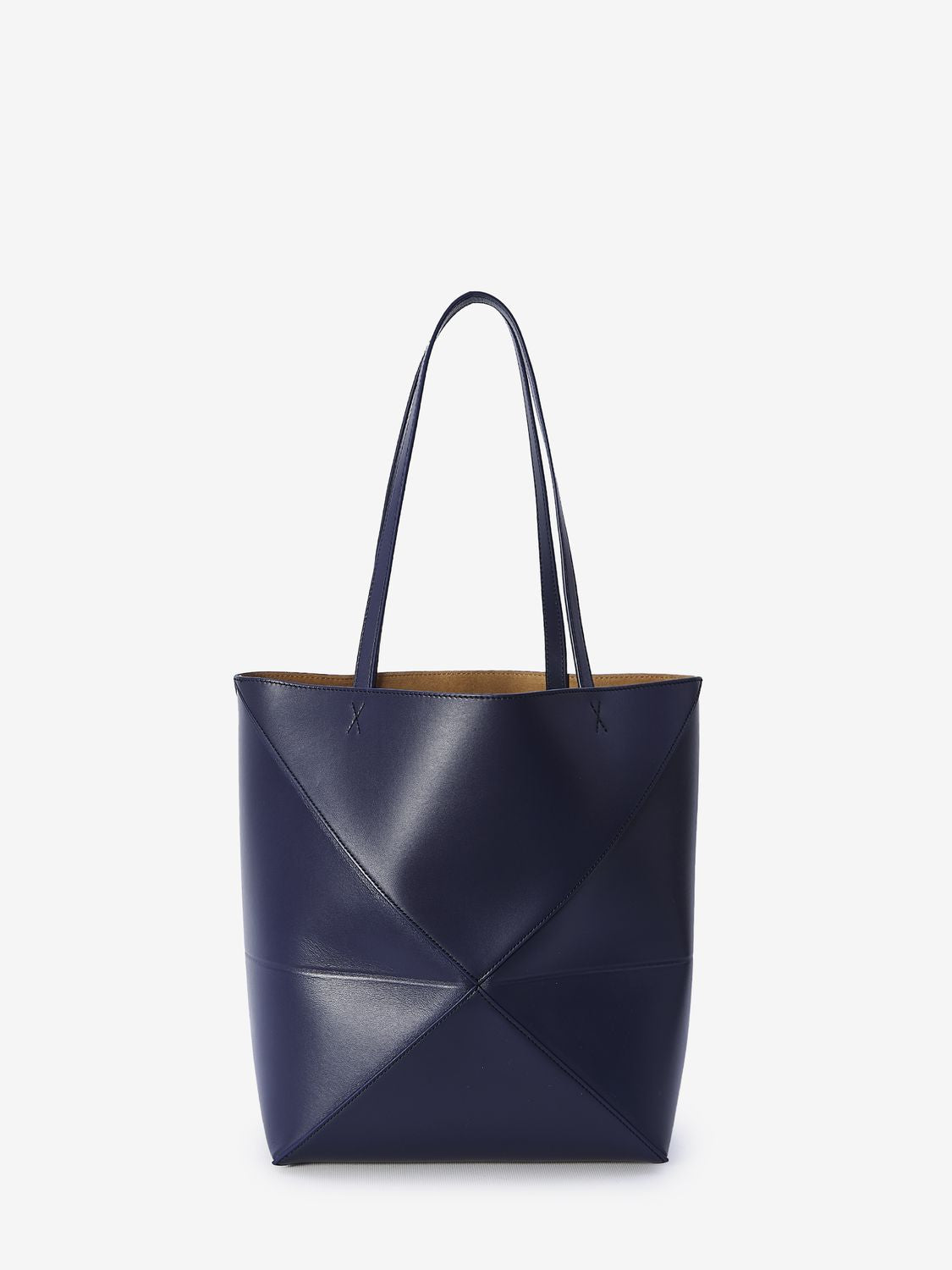 LOEWE バーガンディカーフスキンパズルフォールドトートバッグ