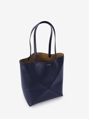 LOEWE バーガンディカーフスキンパズルフォールドトートバッグ