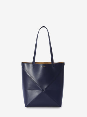 LOEWE バーガンディカーフスキンパズルフォールドトートバッグ