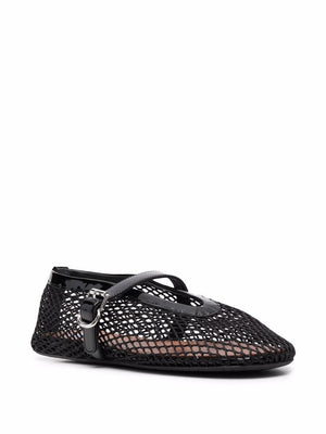 ALAIA Fishnet Ballerinas with Adjustable Buckle Strap - Women's