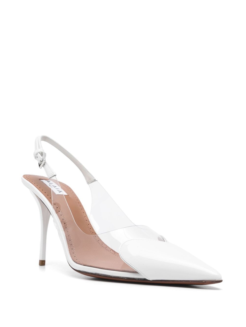 ALAIA Heart-Cut Out Pointed Toe Pumps with Back Buckle Strap - 90MM Heel