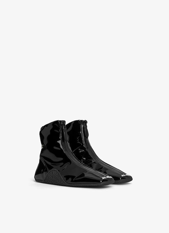 ALAIA High-Top Sneaker in Black Stretch Patent Fabric