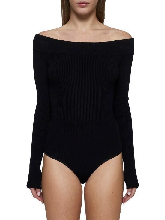 ALAIA Off Shoulder Ribbed Body Top