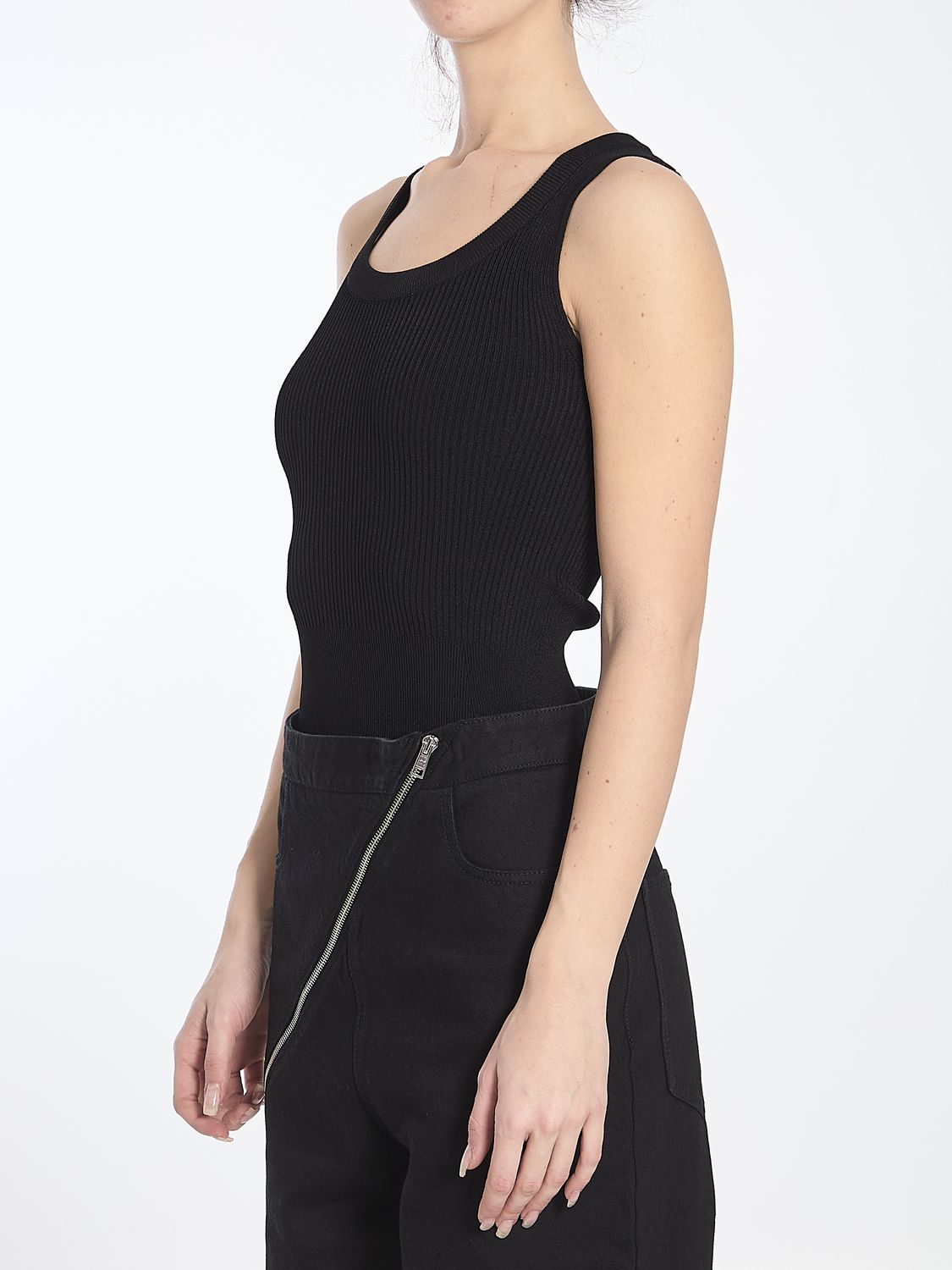 ALAÏA Sleeveless Mini Ribbed Knit Bodysuit